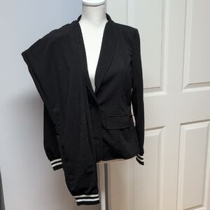NWOT Black Traveling Jacket/Track Pants with Striped Cuffs Size M